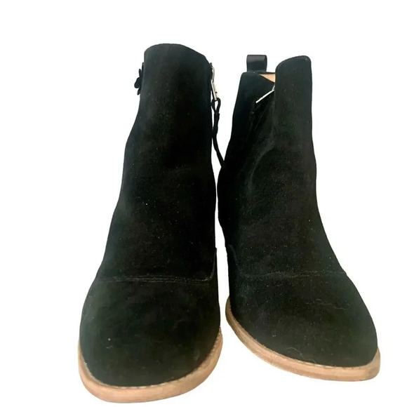 Bill Blass Floral Beaded Floral Embellished Black Suede Heeled Ankle Boots-9 - Picture 3 of 8